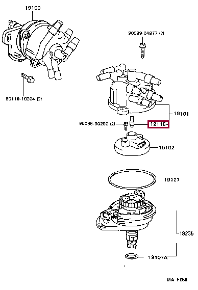 PIECE, DISTRIBUTOR CAP, CENTER 19115-88280 (номер toyota 1911588280)