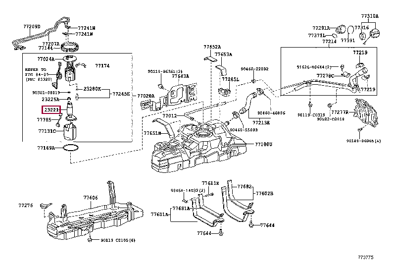 PUMP, FUEL 23220-75091 (номер toyota 2322075091)