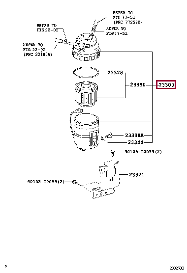 233000L041: FILTER ASSY, FUEL Тойота