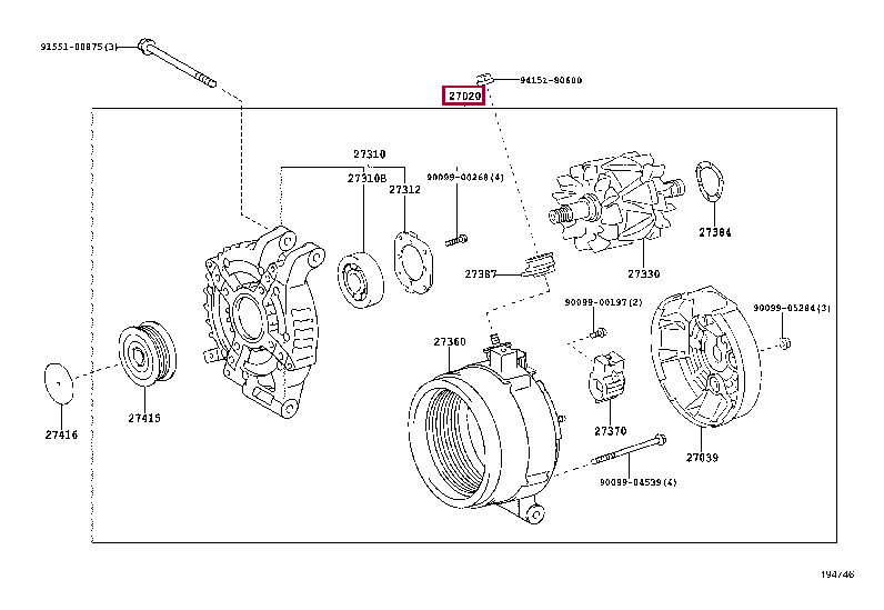 ALTERNATOR ASSY 27060-26081 (номер toyota 2706026081)