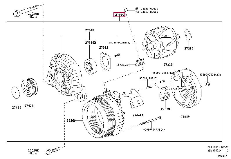 Генератор 27060-28311 (номер toyota 2706028311)