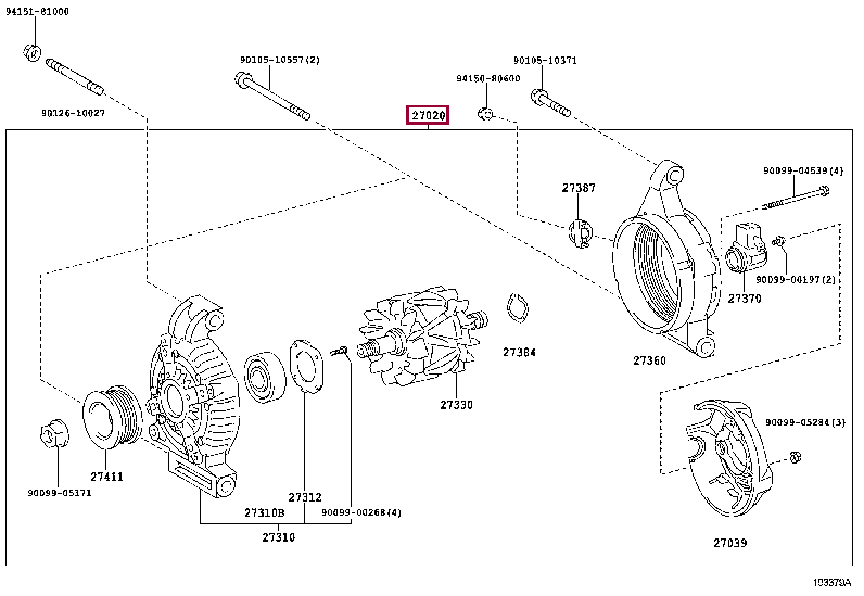 Генератор в сборе 27060-38050 (номер toyota 2706038050)