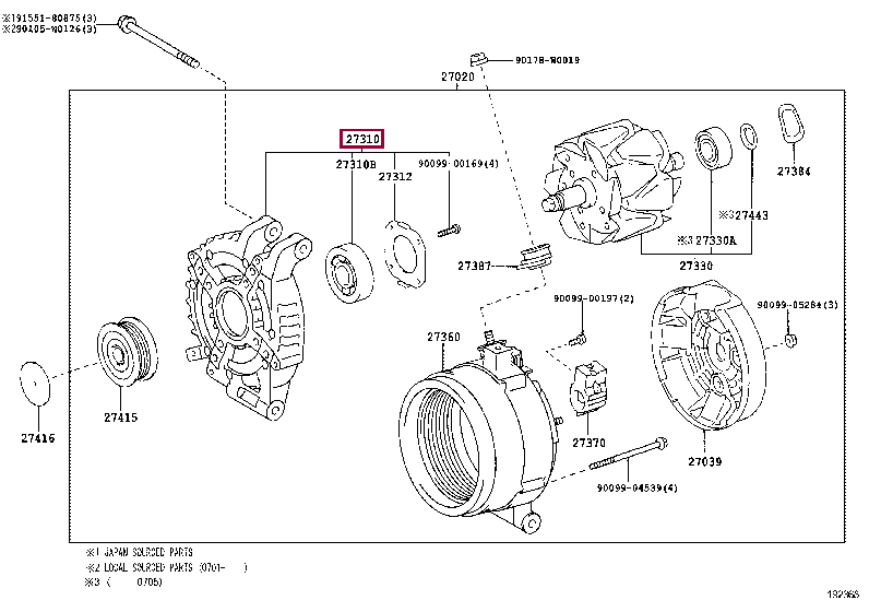 FRAME ASSY, DRIVE END, ALTERNATOR 27310-27090 (номер toyota 2731027090)
