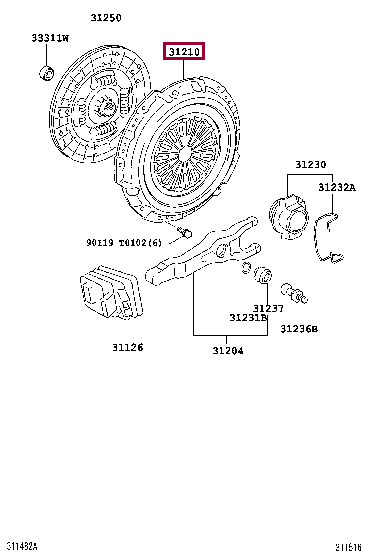 312100K040: COVER ASSY, CLUTCH Тойота