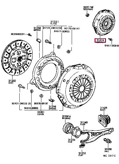 3121036029: COVER ASSY, CLUTCH Тойота