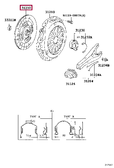 3125026232: DISC ASSY, CLUTCH Тойота