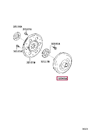 Гидротрансформатор (конвертер) 32000-12400 (номер toyota 3200012400)