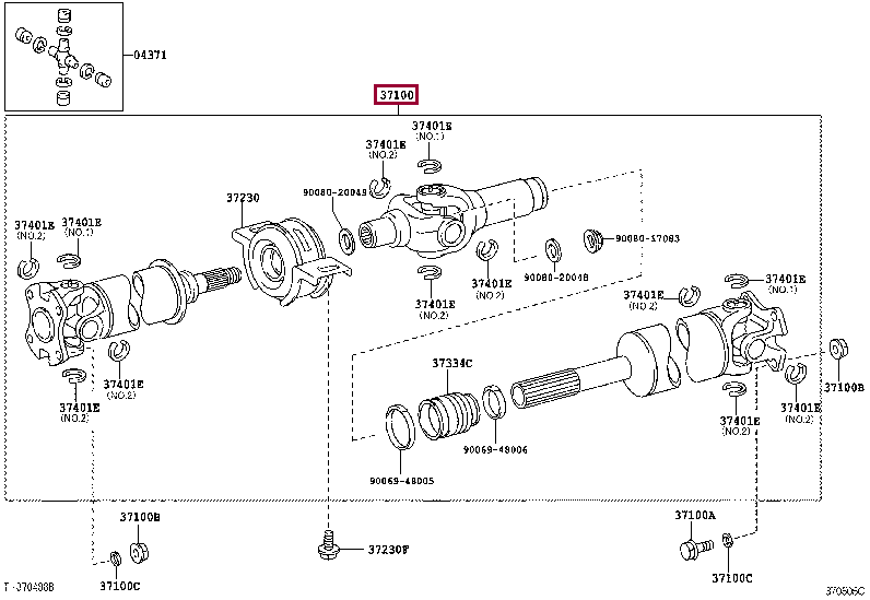 SHAFT ASSY, PROPELLER W/CENTER BEARING 37100-0K263 (номер toyota 371000K263)