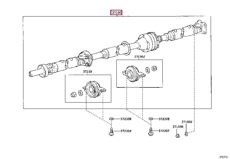SHAFT ASSY, PROPELLER W/CENTER BEARING 37100-33030 (номер toyota 3710033030)