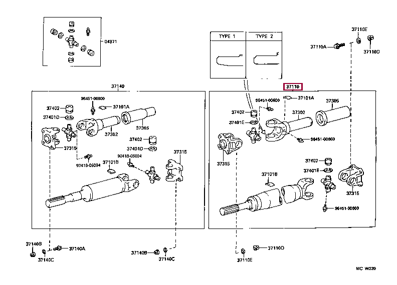 SHAFT ASSY, PROPELLER 37110-60440 (номер toyota 3711060440)