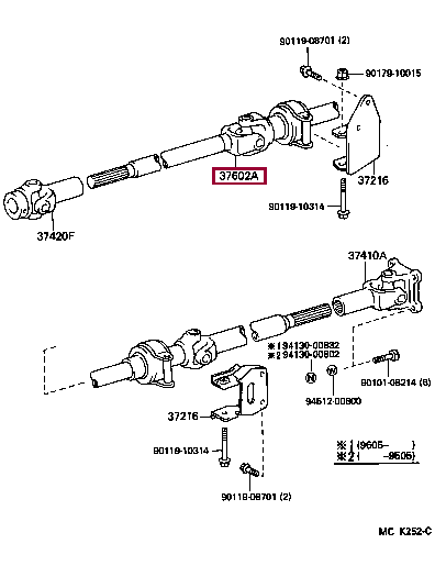 SHAFT SUB-ASSY, W/YOKE DRIVE, FRONT 37602-60200 (номер toyota 3760260200)