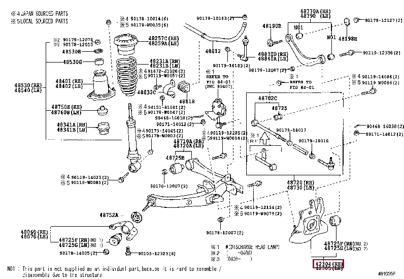 CARRIER SUB-ASSY, REAR AXLE, RH 42304-05101 (номер toyota 4230405101)