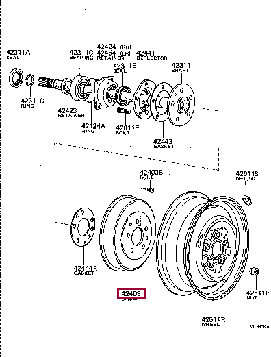 4243135030: DRUM SUB-ASSY, FRONT BRAKE Тойота