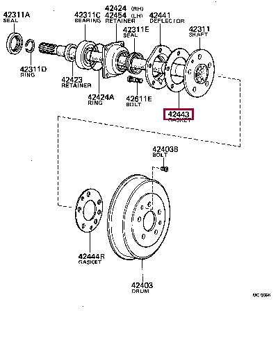 Прокладка 42443-55020 (номер toyota 4244355020)