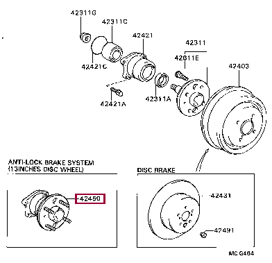 HUB & BEARING ASSY, REAR AXLE 42450-63011 (номер toyota 4245063011)