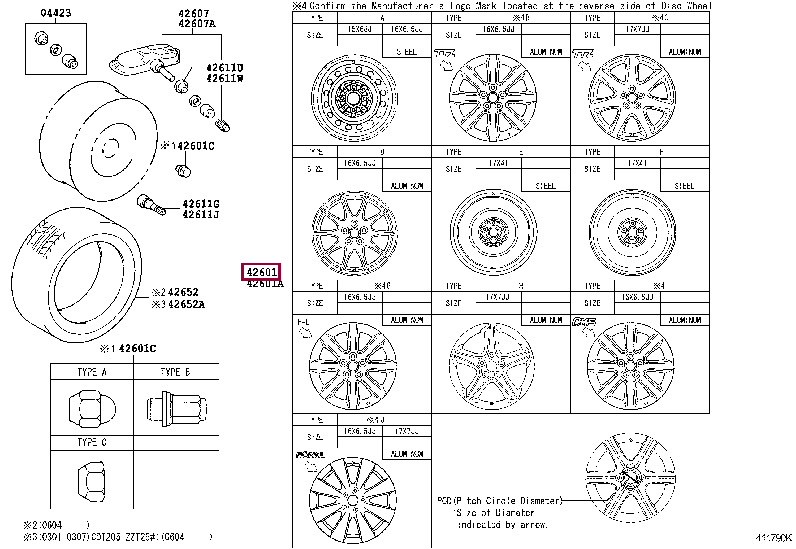 WHEEL, DISC 42611-05140 (номер toyota 4261105140)