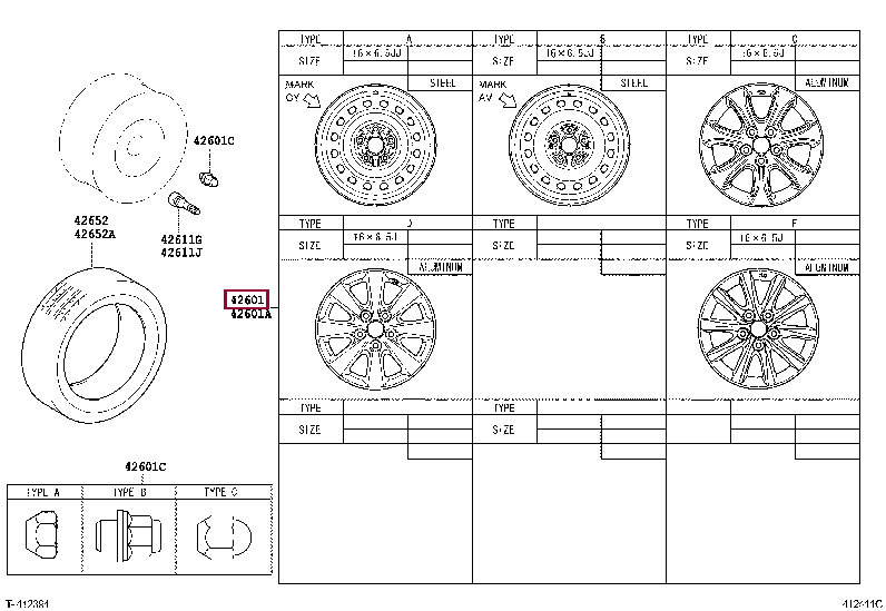 WHEEL, DISC (FOR SPARE) 42611-33620 (номер toyota 4261133620)