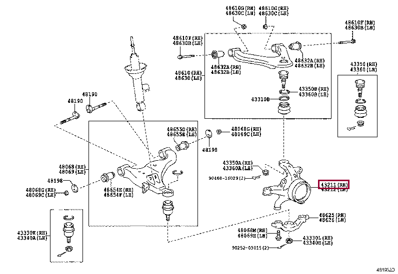 432110K080: KNUCKLE, STEERING, RH Тойота