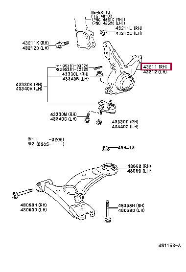 4321132130: KNUCKLE, STEERING, RH Тойота