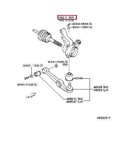 4321197401: KNUCKLE, STEERING, RH Тойота