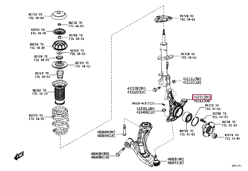 43211WC003: KNUCKLE, STEERING, RH Тойота
