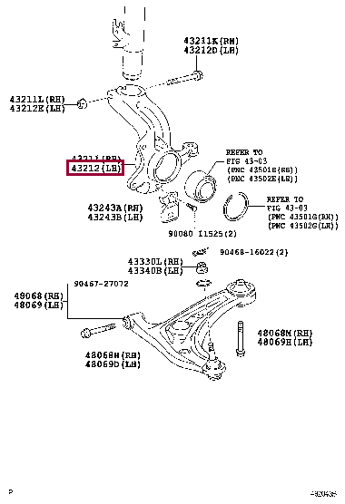 432120H010: KNUCKLE, STEERING, LH Тойота