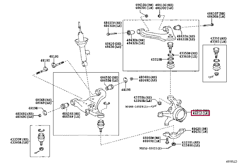 432120K080: KNUCKLE, STEERING, LH Тойота