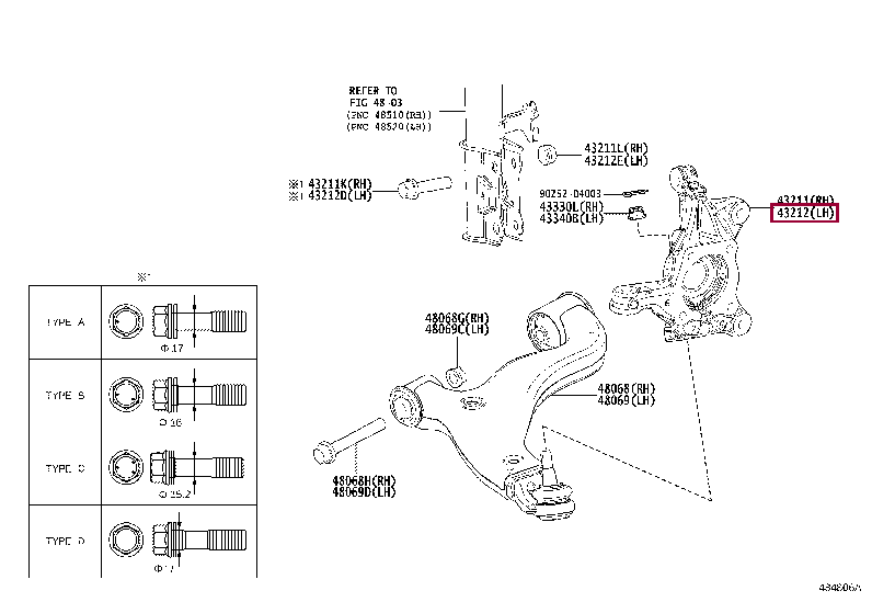 KNUCKLE, STEERING, LH 43212-26140 (номер toyota 4321226140)