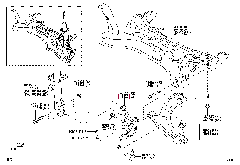 43212BZ440: KNUCKLE, STEERING, LH Тойота