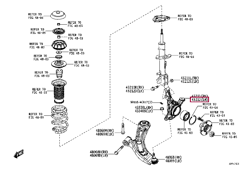 43212WC004: KNUCKLE, STEERING, LH Тойота