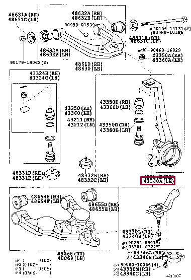 JOINT ASSY, LOWER BALL, FRONT LH 43340-39595 (номер toyota 4334039595)