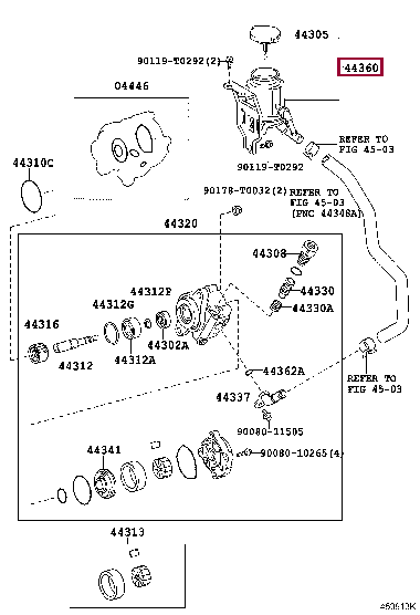 RESERVOIR ASSY, VANE PUMP OIL 44360-0K021 (номер toyota 443600K021)
