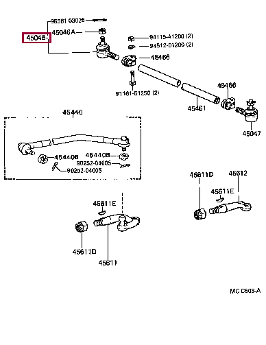 END SUB-ASSY, TIE ROD, RH 45046-29315 (номер toyota 4504629315)