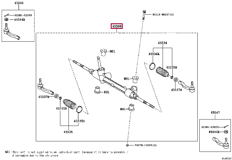 455000D321: LINK ASSY, STEERING Тойота