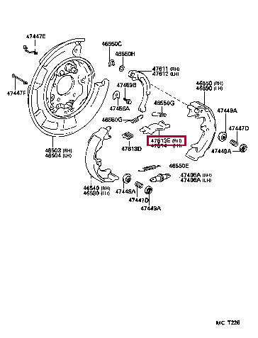 STRUT, PARKING BRAKE SHOE, RH 47613-20040 (номер toyota 4761320040)