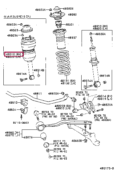 CYLINDER ASSY, PNEUMATIC, FRONT LH W/SHOCK ABSORBER 48010-50100 (номер toyota 4801050100)