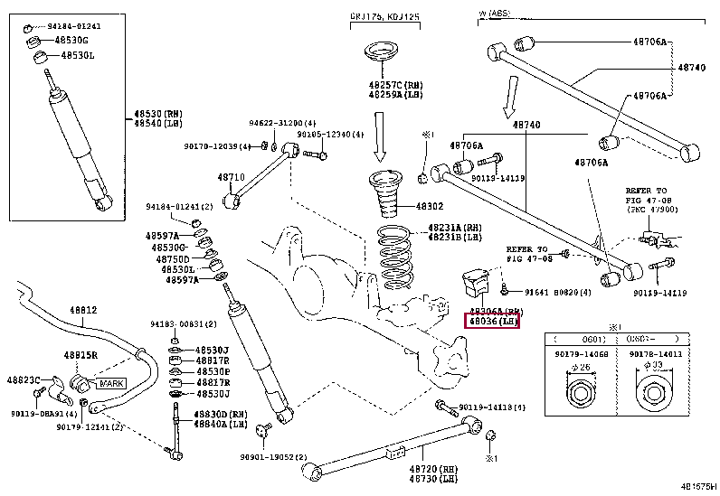 Отбойник задний левый 48036-60011 (номер toyota 4803660011)