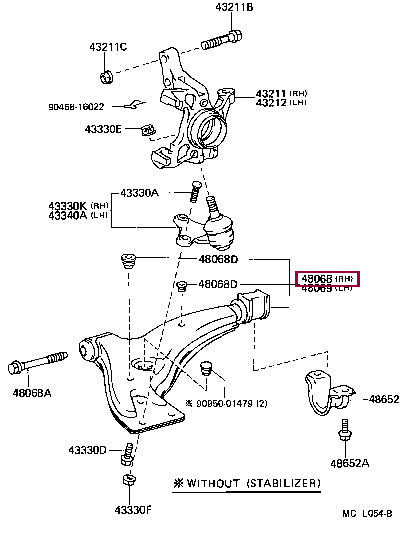 Arm Sub Assy Front Suspension Lower No 1 Rh 48068 16060 номер Toyota