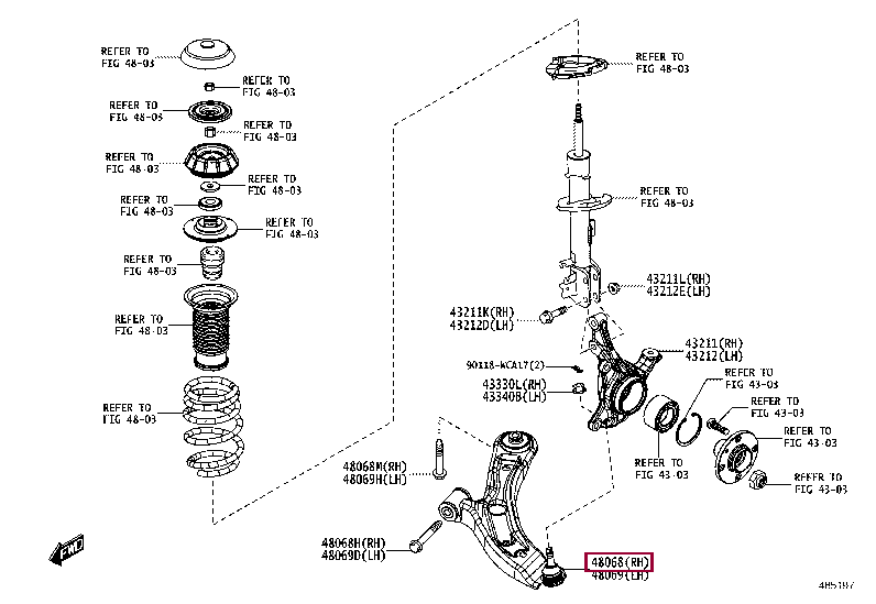 48068WC003: ARM SUB-ASSY, FRONT SUSPENSION, LOWER NO.1 RH Тойота