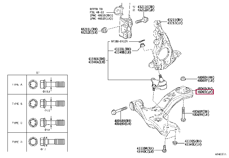 4806902350: ARM SUB-ASSY, FRONT SUSPENSION, LOWER NO.1 LH Тойота