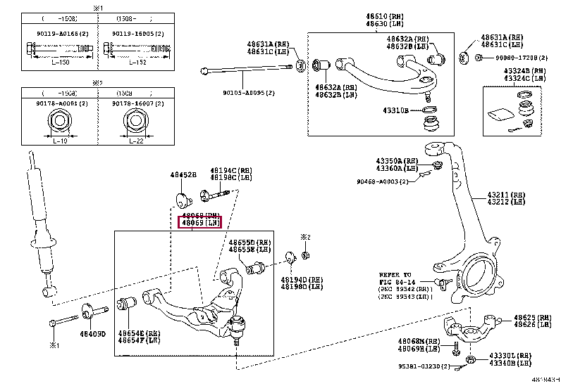 4806904050: ARM SUB-ASSY, FRONT SUSPENSION, LOWER NO.1 LH Тойота