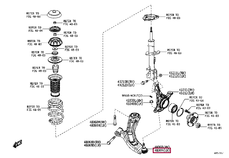 48069WC003: ARM SUB-ASSY, FRONT SUSPENSION, LOWER NO.1 LH Тойота