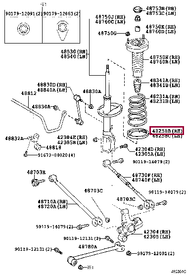 INSULATOR, REAR COIL SPRING, LOWER LH 48258-06050 (номер toyota 4825806050)