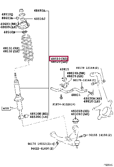 4851009Y70: ABSORBER ASSY, SHOCK, FRONT LH Тойота