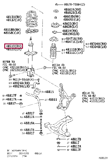 485100D330: ABSORBER ASSY, SHOCK, FRONT LH Тойота
