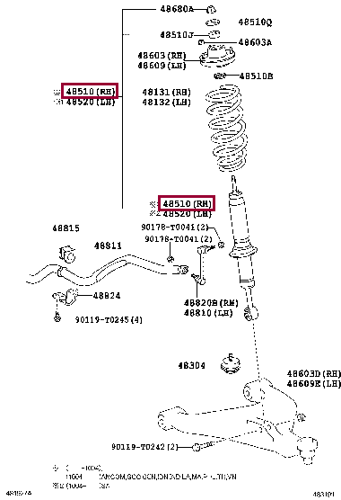 485100K580: ABSORBER ASSY, SHOCK, FRONT LH Тойота