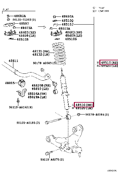 4851034010: Амортизатор передний Тойота