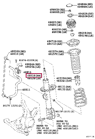 4851052C20: ABSORBER ASSY, SHOCK, FRONT RH Тойота