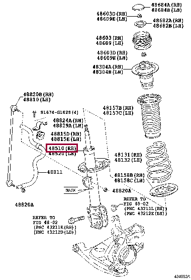 4851052N70: ABSORBER ASSY, SHOCK, FRONT RH Тойота