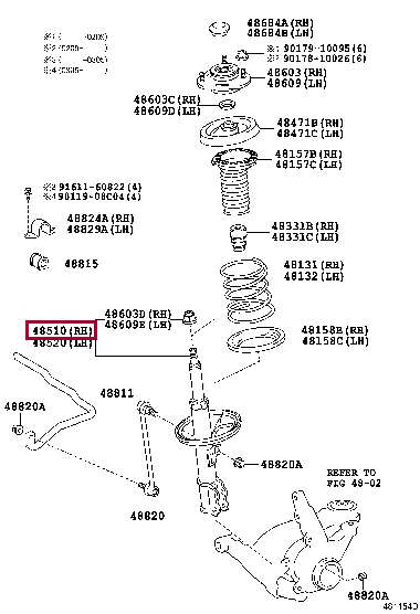 4851069145: ABSORBER ASSY, SHOCK, FRONT RH Тойота